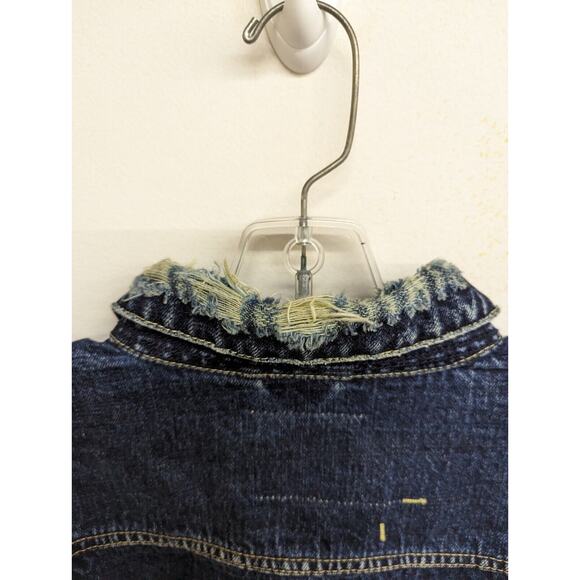 Gilded Age Mens Japanese Selvedge Denim Jacket Destroyed Optic Blue Size Small - Picture 9 of 12
